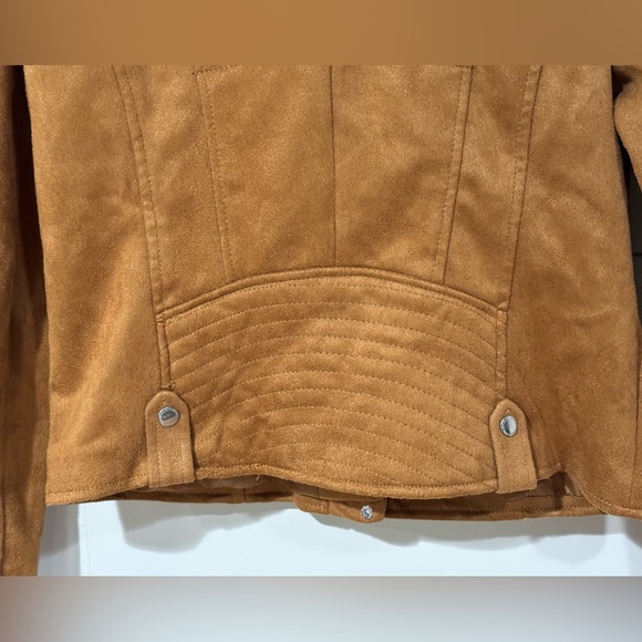 NEW Jou Jou Brandy Brown Faux-Suede Moto Jacket Size Large - Picture 7 of 12